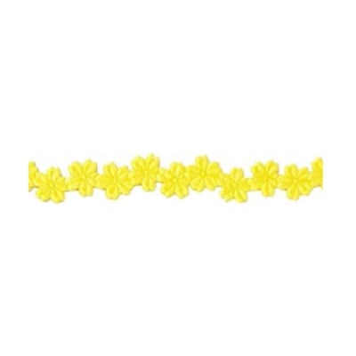 Лента с 3D мотиви, 12 mm, 2m, цветчета, светло жълта