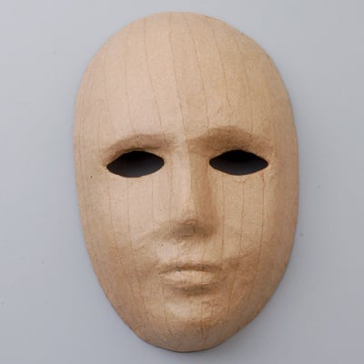 Маска от папие маше, лице,  21,5 x 13,5 cm