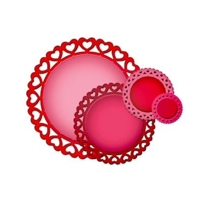 Метални шаблони за изрязване на хартия „Nestabilities“, кръг със сърчица, ~ ф2,7 – 10,2см.