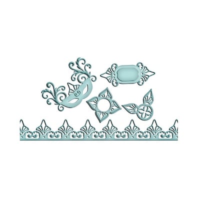 Метални шаблони за изрязване на хартия, „Венециански акценти“, ~ 4 x 4 - 22,8 x 2,5 cm,