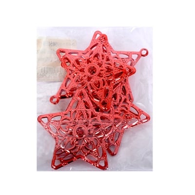 Метални звезди, 6 cm, 4 бр., червени