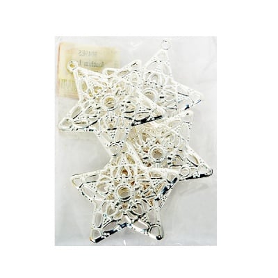 Метални звезди, 6 cm, 4 бр., сребристи