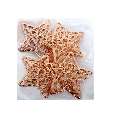 Метални звезди, 6 cm, 4 бр., светло кафеви