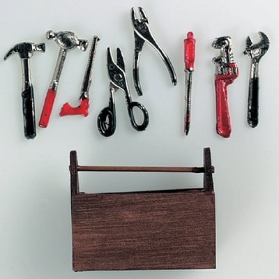 Кутия с инструменти - миниатюра, 5 х 4 см, 9 части