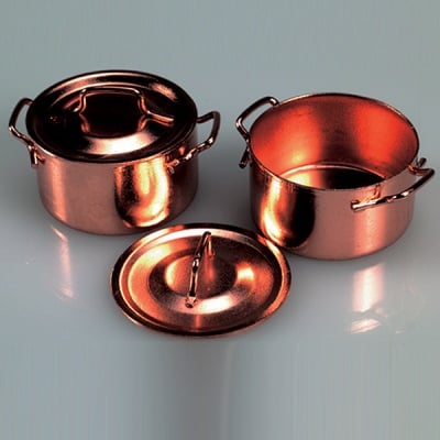 Тенджера с капак - миниатюра, 3,5 см, медна