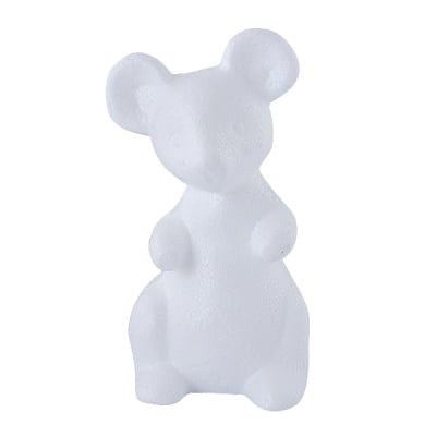 Мишка от стиропор, бял, H 130 mm