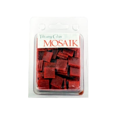 Мозаечни плочки TIFFANY Glass, стъкло, 15x15x4mm, 130 бр., червен корал