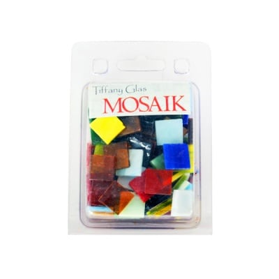Мозаечни плочки TIFFANY Glass, стъкло, 15x15x4mm, 130 бр., многоцветен микс