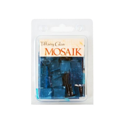 Мозаечни плочки TIFFANY Glass, стъкло, 15x15x4mm, 130 бр., синьо капри