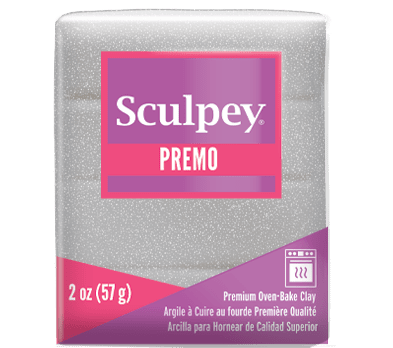 Глина Premo! Accents Sculpey, 57g, бяла със златни звезди