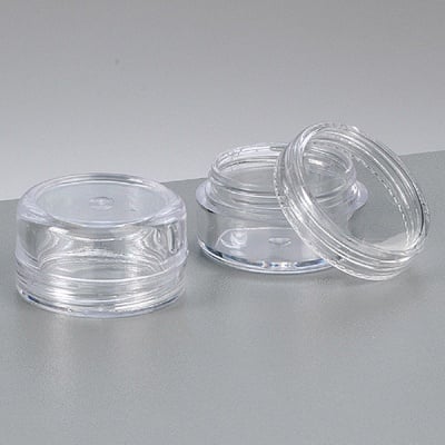 Пластмасова кутия, кръгла, с капачка на винт, ф 3.0 cm х 1.7 cm, прозрачна