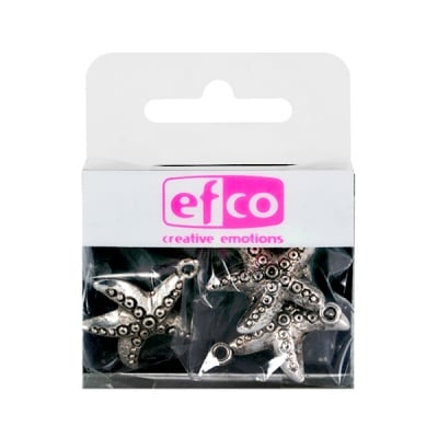 Пластмасова висулка, морска звезда, ф 23 mm, 3 бр., старо сребро