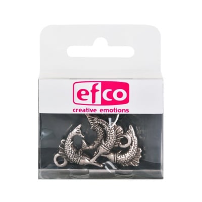 Пластмасова висулка, риба меч, 21 x 20 mm, 4 бр., старо сребро