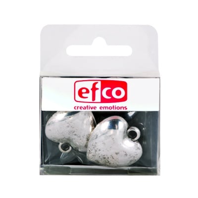 Пластмасова висулка, сърце, 24 x 27 mm, 2 бр., старо сребро