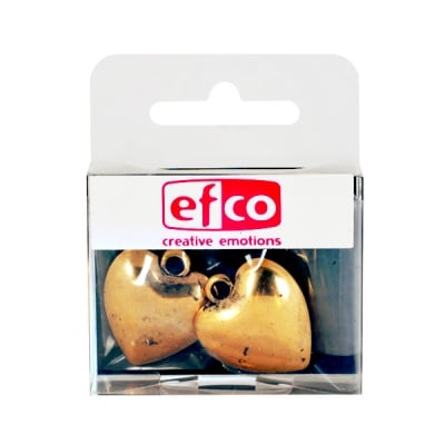 Пластмасова висулка, сърце, 24 x 27 mm, 2 бр., старо злато