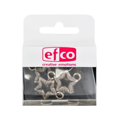 Пластмасова висулка, звезда, ф 18 mm, 4 бр., старо сребро