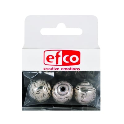 Пластмасови перли, ф 14 mm, 3 бр., старо сребро