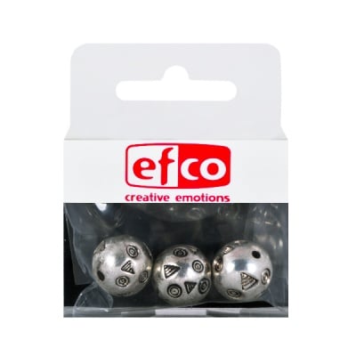 Пластмасови перли, ф 14 mm, 3 бр., старо сребро