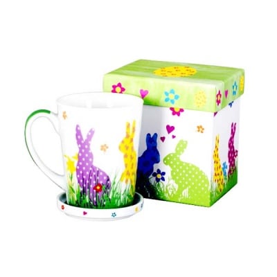 Порцеланова чаша с капаче, 300 мл с великденски мотиви