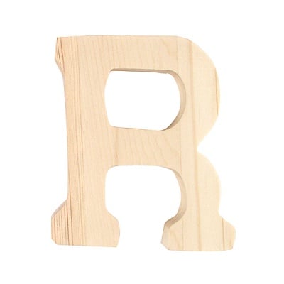 Буква декоративна RicoDesign, "R", натурално дърво, 8 cm