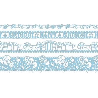 Лента самозалепяща бордюрна RicoDesign, BLUE BIRTHDAY, 4 ролки x 1 m