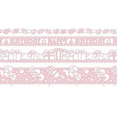 Лента самозалепяща бордюрна RicoDesign, PINK BIRTHDAY, 4 ролки x 1 m