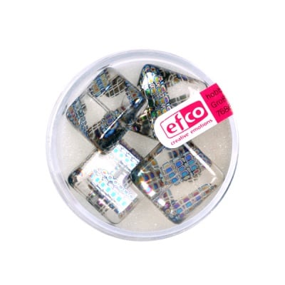 Рисувани перли, плосък квадрат, 15 x 15 mm, 4 бр., прозрачна мрежа