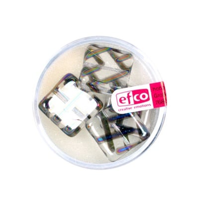 Рисувани перли, плосък квадрат, 15 x 15 mm, 4 бр., прозрачни линии