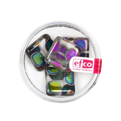 Рисувани перли, плосък квадрат, 15 x 15 mm, 4 бр., прозрачни точки