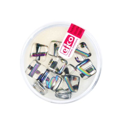 Рисувани перли, плосък квадрат, 8 x 8 mm, 12 бр., прозрачни линии