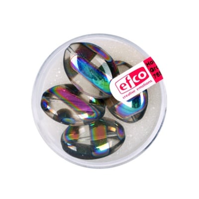 Рисувани перли, плосък овал, 20x14 mm, 4 бр., прозрачни райета