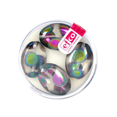 Рисувани перли, плосък овал, 20x14 mm, 4 бр., прозрачни точки