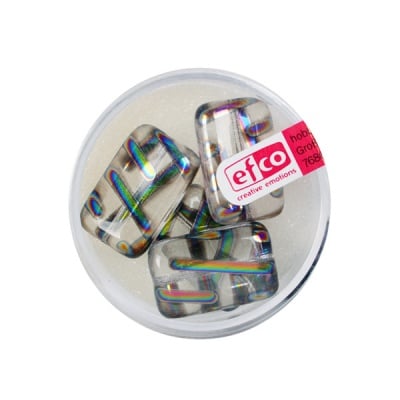 Рисувани перли, плосък правоъгълник, 19x12 mm, 4 бр., прозр. Линии