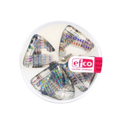 Рисувани перли, плосък триъгълник, 17 mm, 5 бр., прозрачна мрежа