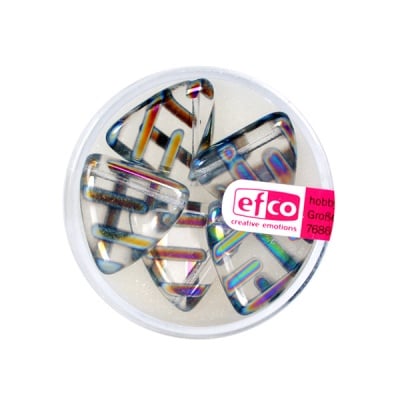 Рисувани перли, плосък триъгълник, 17 mm, 5 бр., прозрачни линии