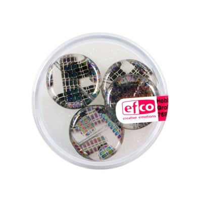 Рисувани перли, плоска сфера, 17 mm, 4 бр., прозрачна мрежа