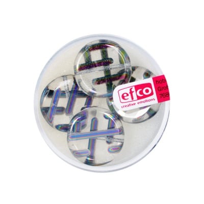 Рисувани перли, плоска сфера, 17 mm, 4 бр., прозрачни линии