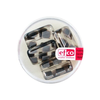 Рисувани перли, правоъгълник, 19x12 mm, 4 бр., сребристи квадрати