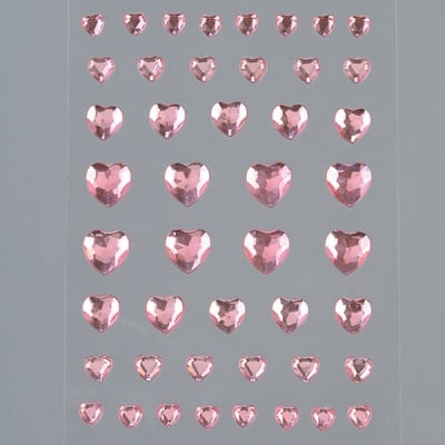 Самозалепващи кристали, Herz, сърце, 4, 6, 8, 10 mm, 46  бр.