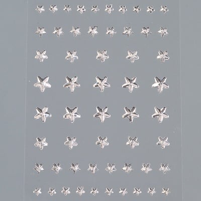 Самозалепващи се кристали, Stern, звезда, 4, 5, 6, 8 mm, 56 бр., бели