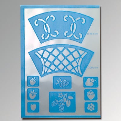 Шаблон самозалепващ, бордюри и плодове, 10 части, DIN A5