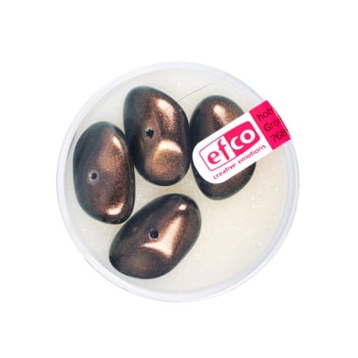 Стъклени перли, металик, 10x18 mm, 4 бр., медни