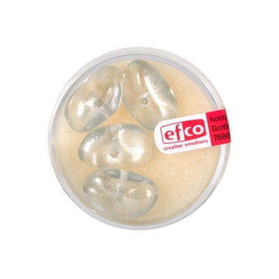 Стъклени перли, металик, 10x18 mm, 4 бр., прозрачно-сребристи