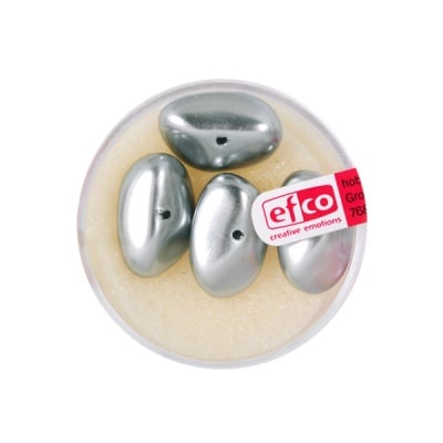 Стъклени перли, металик, 10x18 mm, 4 бр., сребристи