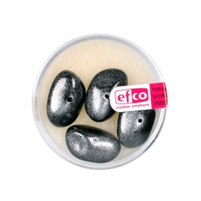 Стъклени перли, металик, 10x18 mm, 4 бр., сребристо черни