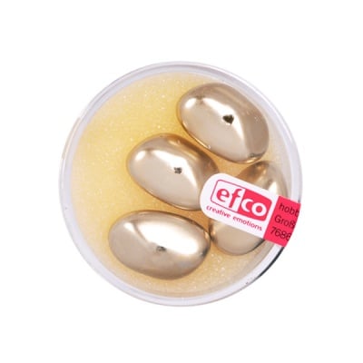 Стъклени перли, металик, 10x18 mm, 4 бр., златисти