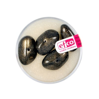 Стъклени перли, металик, 10x18 mm, 4 бр., златисто черни