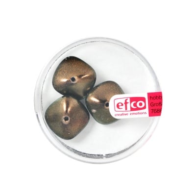 Стъклени перли, металик, 11x15 mm, 3 бр., медни