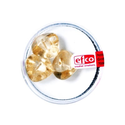 Стъклени перли, металик, 11x15 mm, 3 бр., прозрачно-златисти