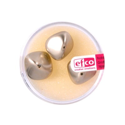 Стъклени перли, металик, 11x15 mm, 3 бр., златисти